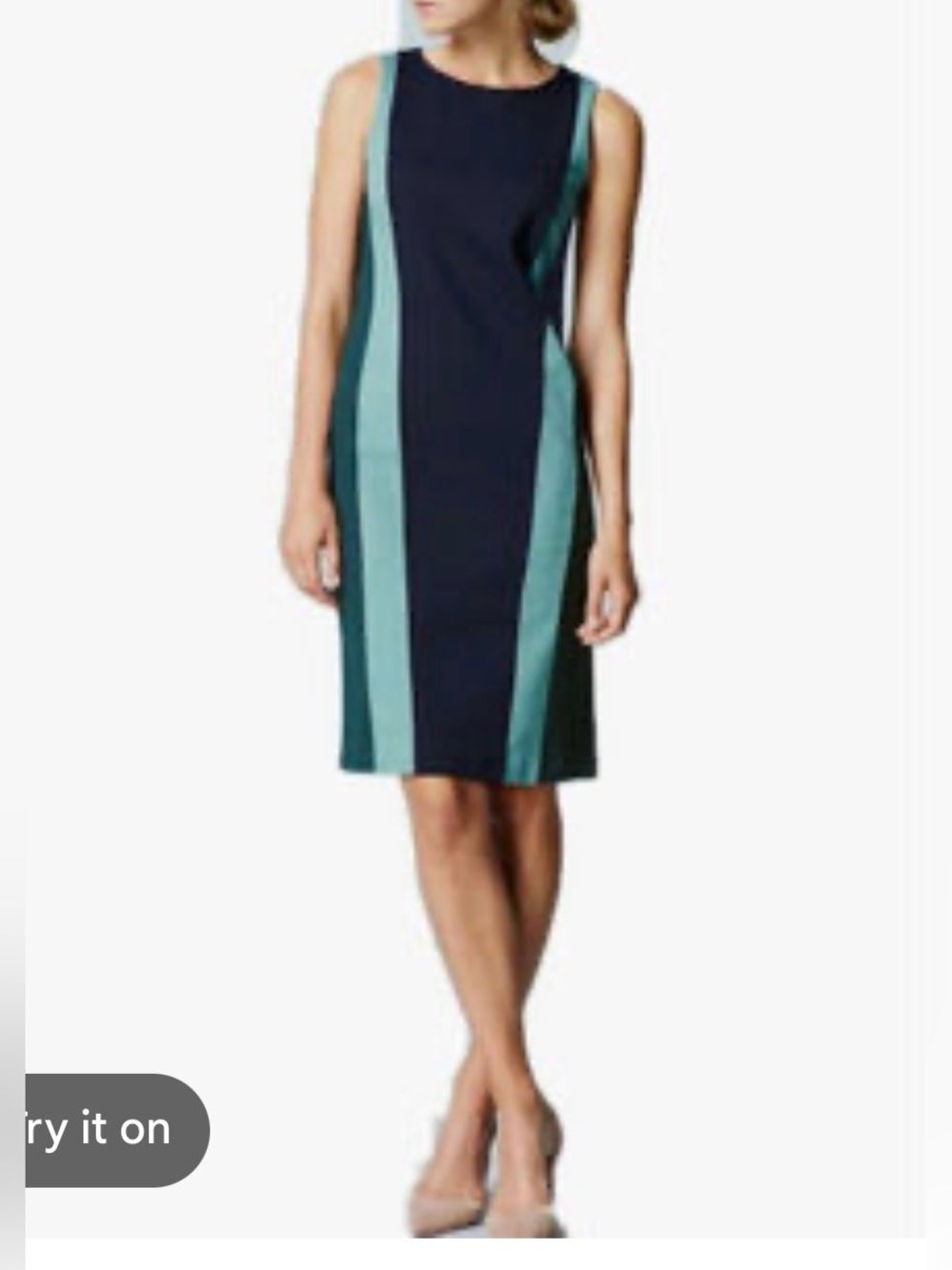Boden Navy and Teal Colorblock Midi Dress